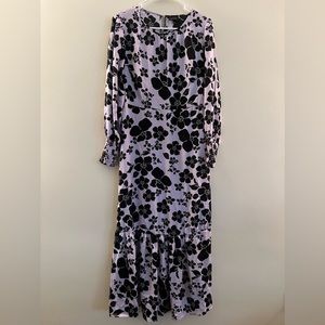 Who What Wear Purple/Lilac/Black Floral Long Sleeve Maxi